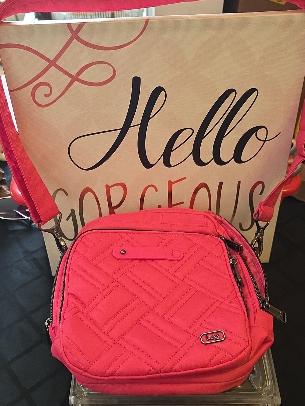 Bright Pink Quilted Crossbody Bag